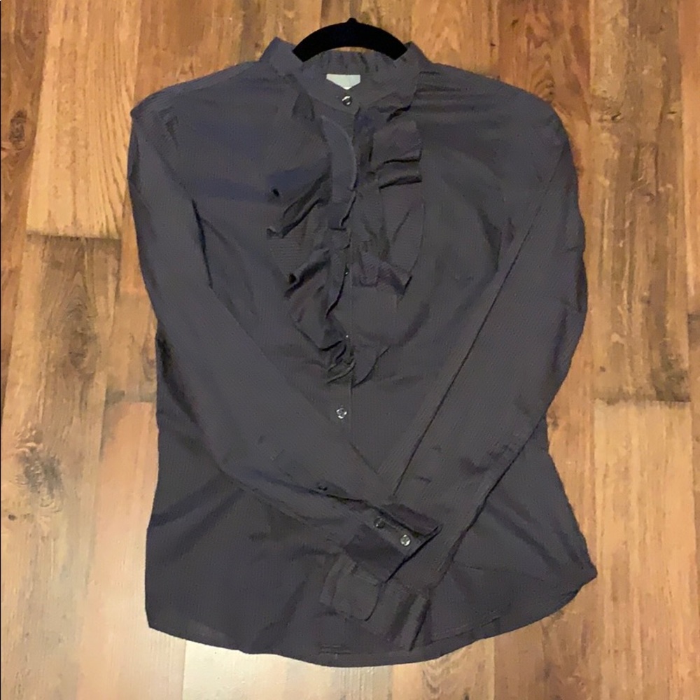 H&M button down shirt stripe gray and black